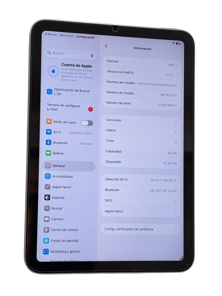 APPLE iPAD MINI 6.ª GENERACIÓN | 8.3" Liquid Retina | 64GB | Chip A15 Bionic | Incluye Apple Pencil | USB‑C | Color Gris